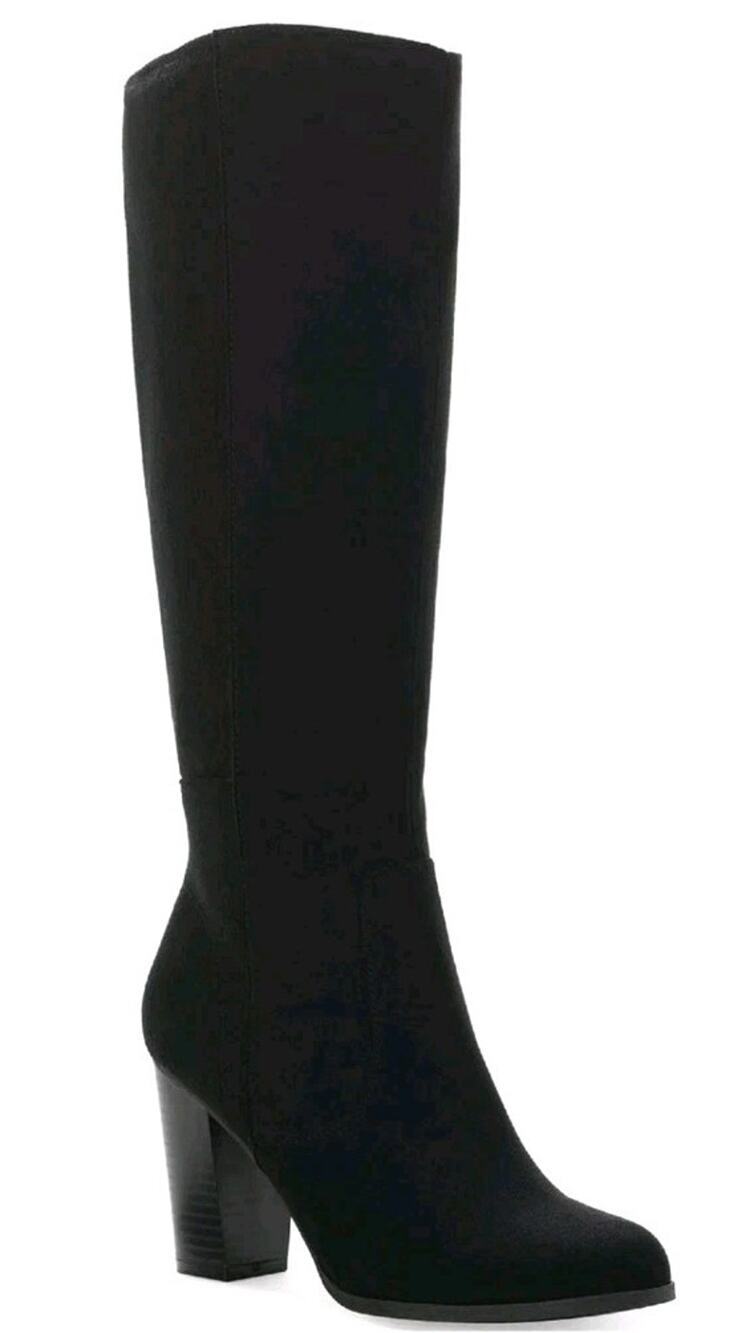 Style&Co ~Woman Size 8.5M~Black Addyy Knee High Dress Boots Wide-Caff Micro NWOB